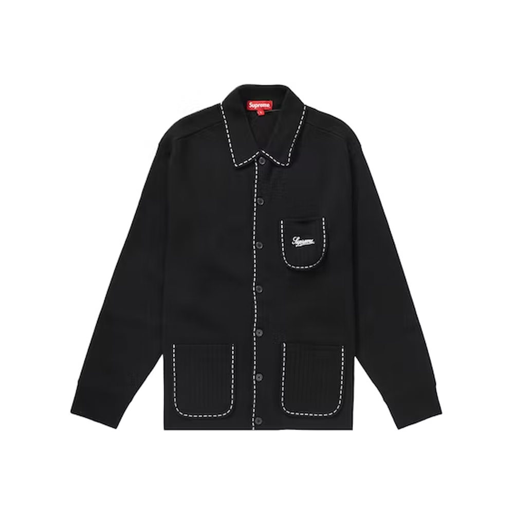 Supreme Contrast Stitch Button Up sweate | angeloawards.com