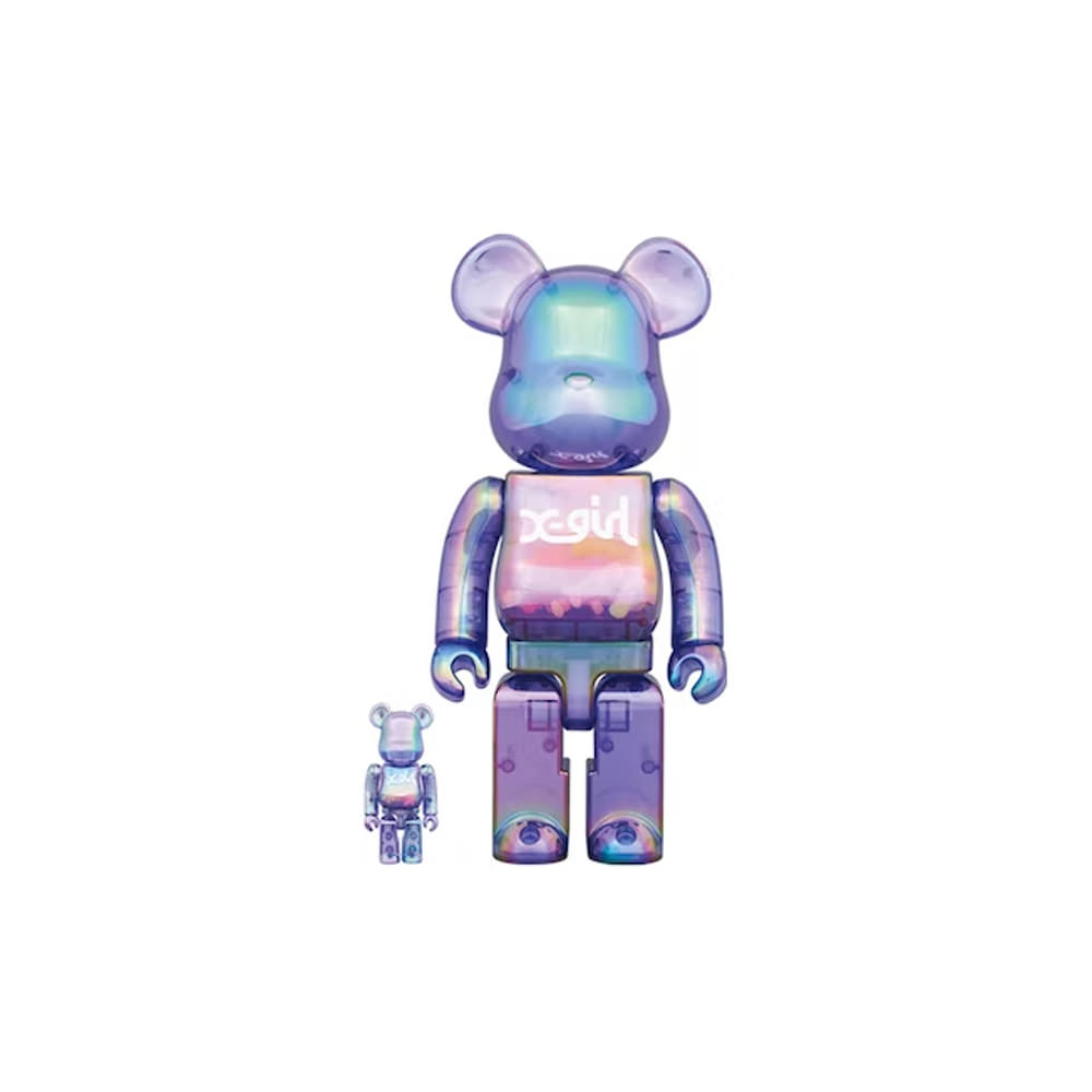 Bearbrick X-girl 100% & 400% Set Clear PurpleBearbrick X-girl 100