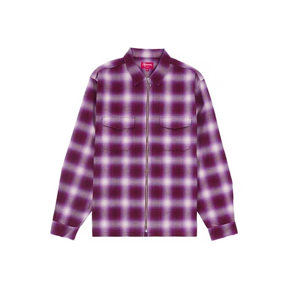 Supreme Shadow Plaid Flannel Zip Up Shirt Magenta