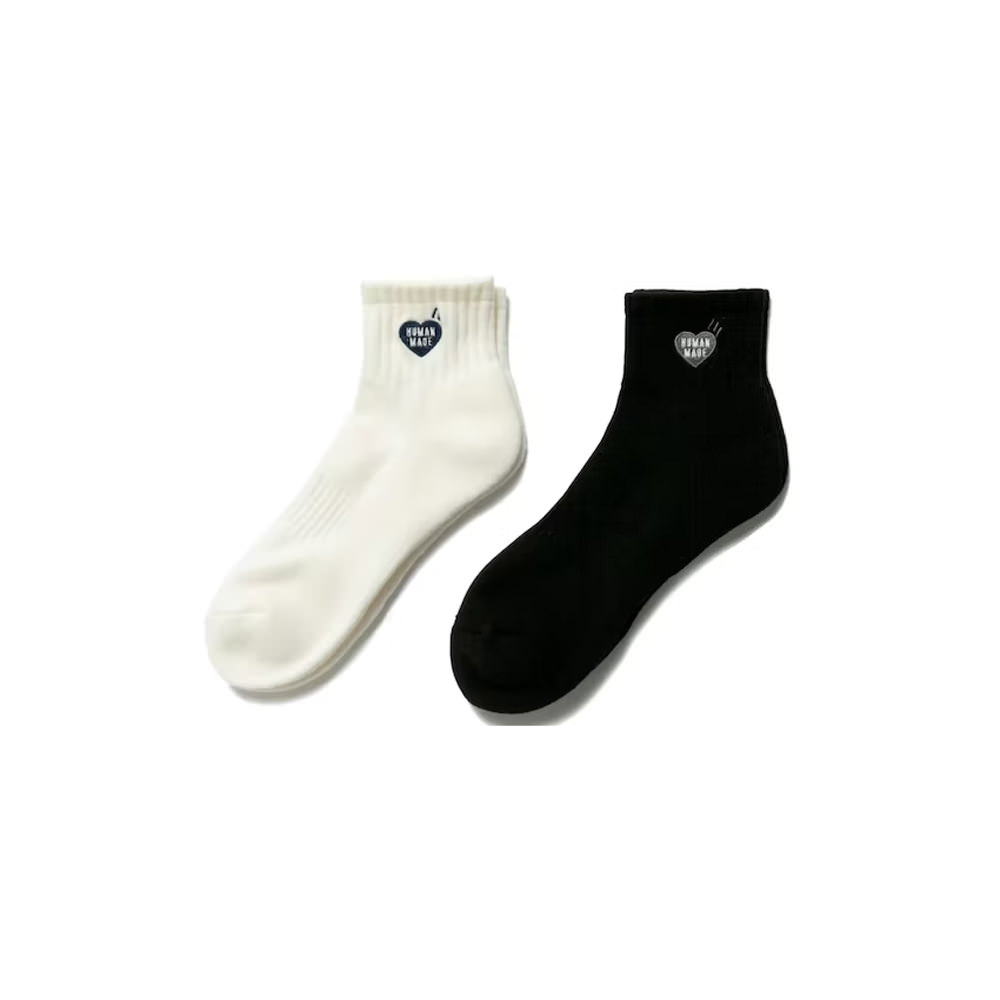 Human Made Short Pile Socks (Set of 2) Black White