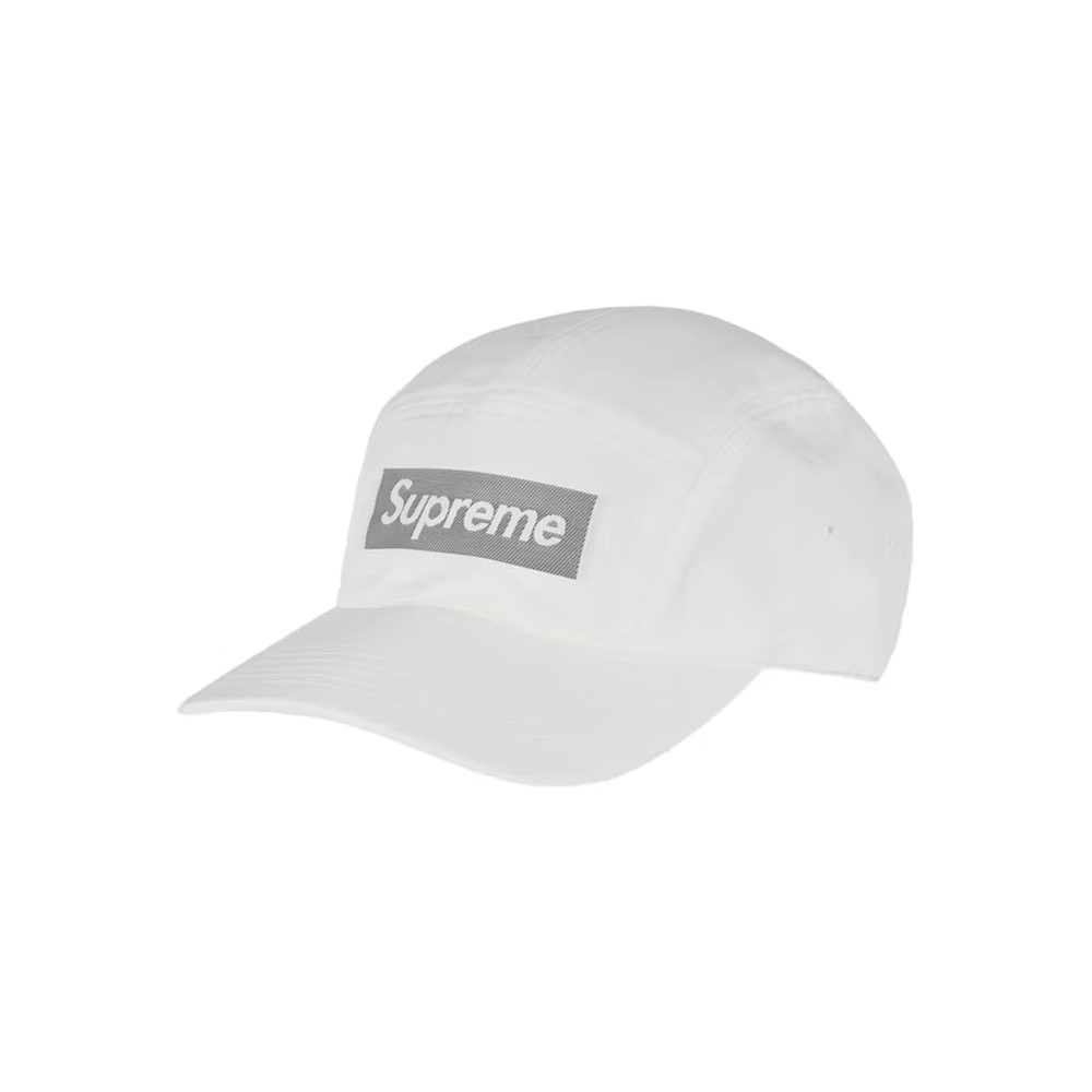 Supreme Reflective Jacquard Logo Camp Cap (FW22) White