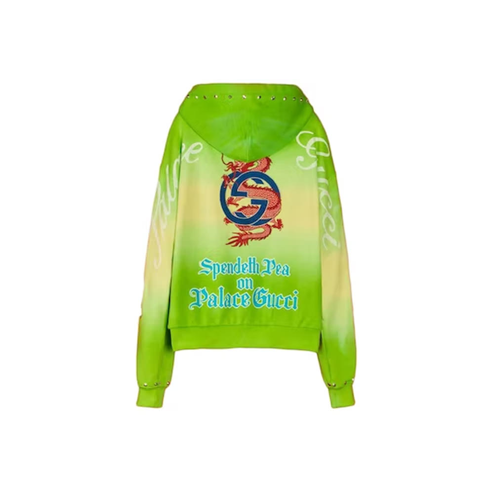 Palace x Gucci Studded and Embroidered Tie-Dye Sweatshirt GreenPalace x  Gucci Studded and Embroidered Tie-Dye Sweatshirt Green - OFour