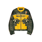 Palace x Gucci Embroideries and Patches Leather Jacket Black