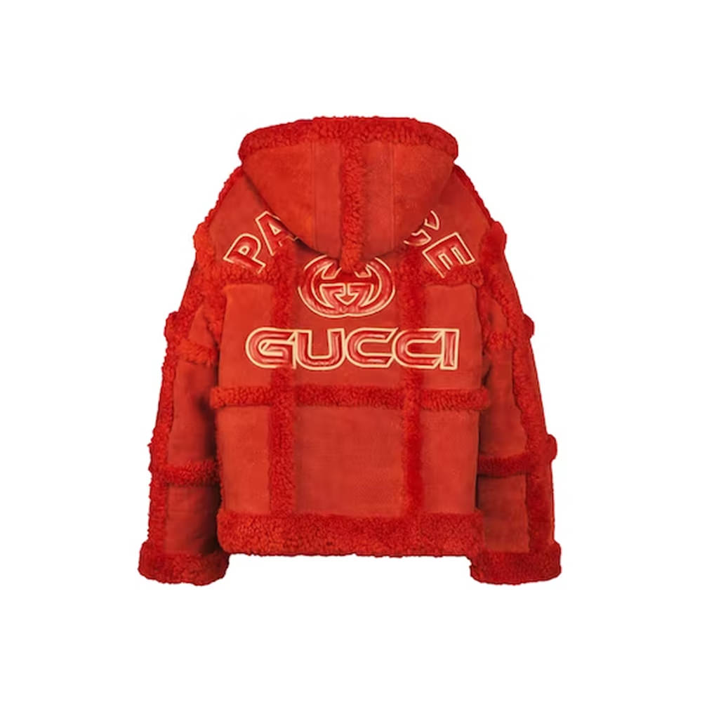 Palace x Gucci Allover GG Embossing Shearling Jacket RedPalace x Gucci Allover Embossing Shearling Jacket Red - OFour