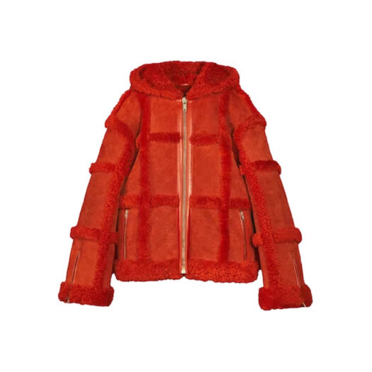 Palace x Gucci Allover GG Embossing Shearling Jacket Red