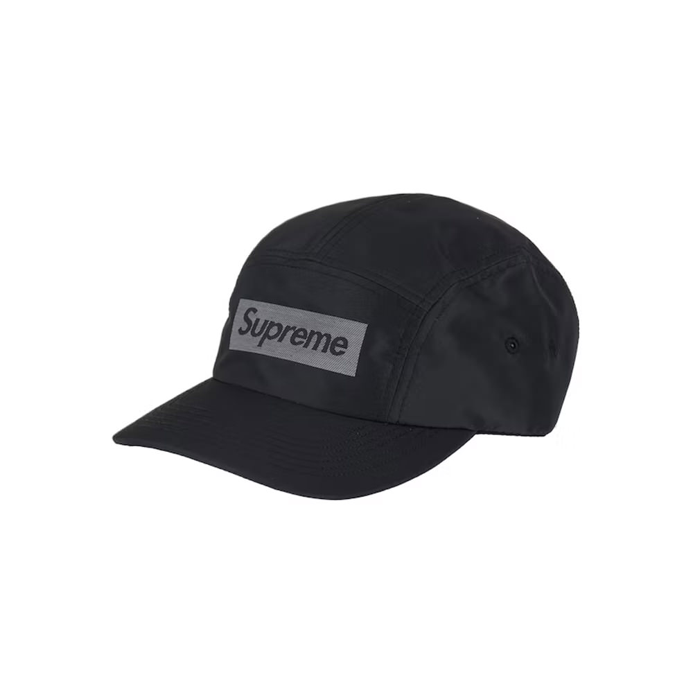 Supreme Reflective Jacquard Logo Camp Cap (FW22) Black