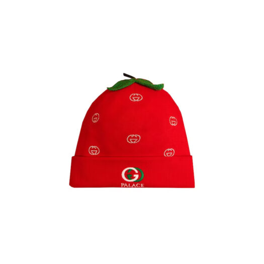 Palace x Gucci Wool Strawberry Studs And Crochet Detail Beanie Red