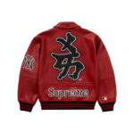Supreme New York Yankees Kanji Leather Varsity Jacket Red