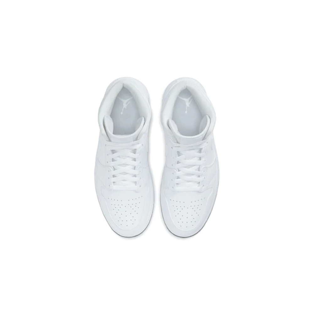 triple white mid jordans