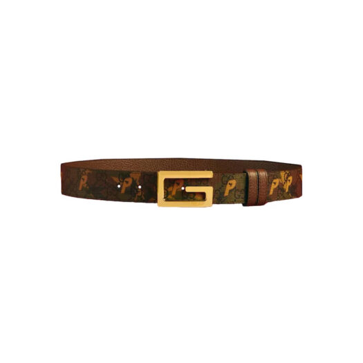 Palace x Gucci GG-P Supreme G Square Buckle Reversible Belt Camouflage/Brown