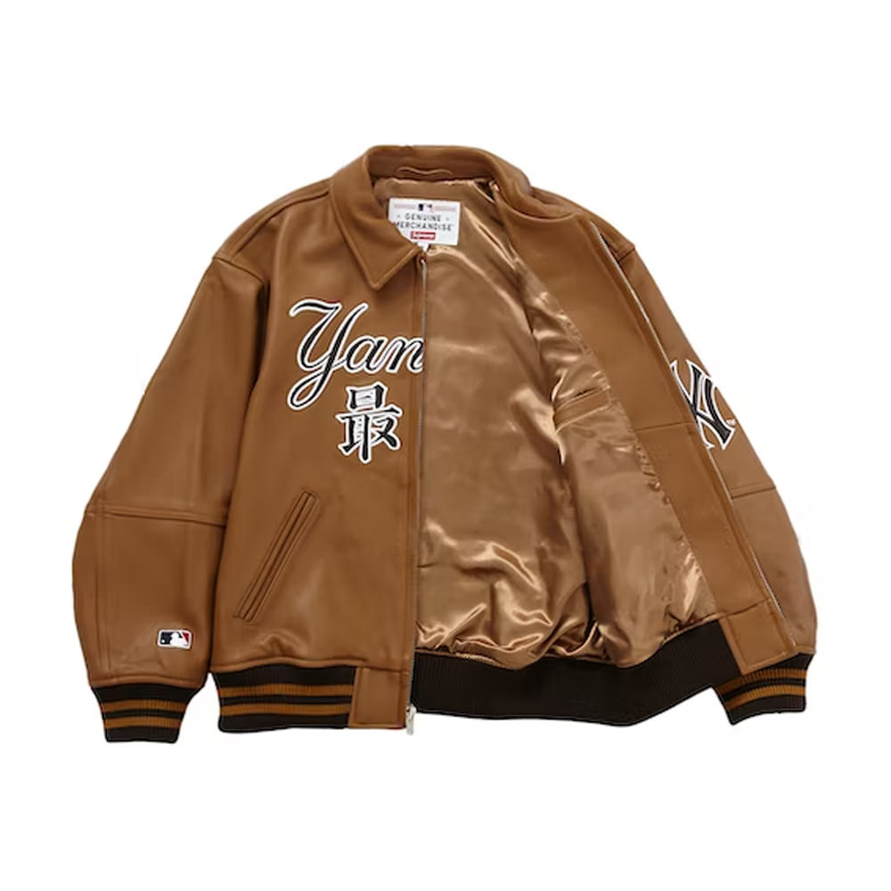 Supreme New York Yankees Kanji Leather Varsity Jacket