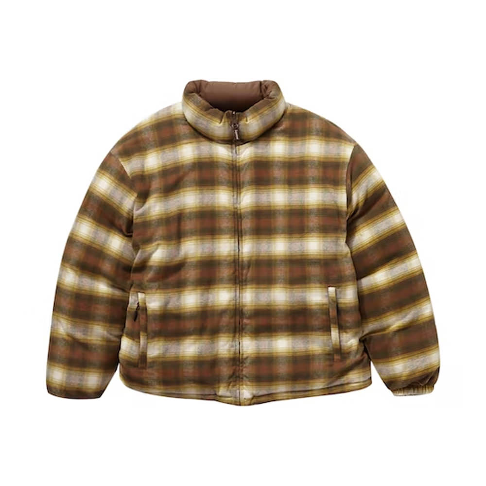 Supreme Flannel Reversible Puffer Jacket BrownSupreme Flannel