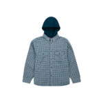 Supreme Houndstooth Flannel Hooded Shirt Light Navy