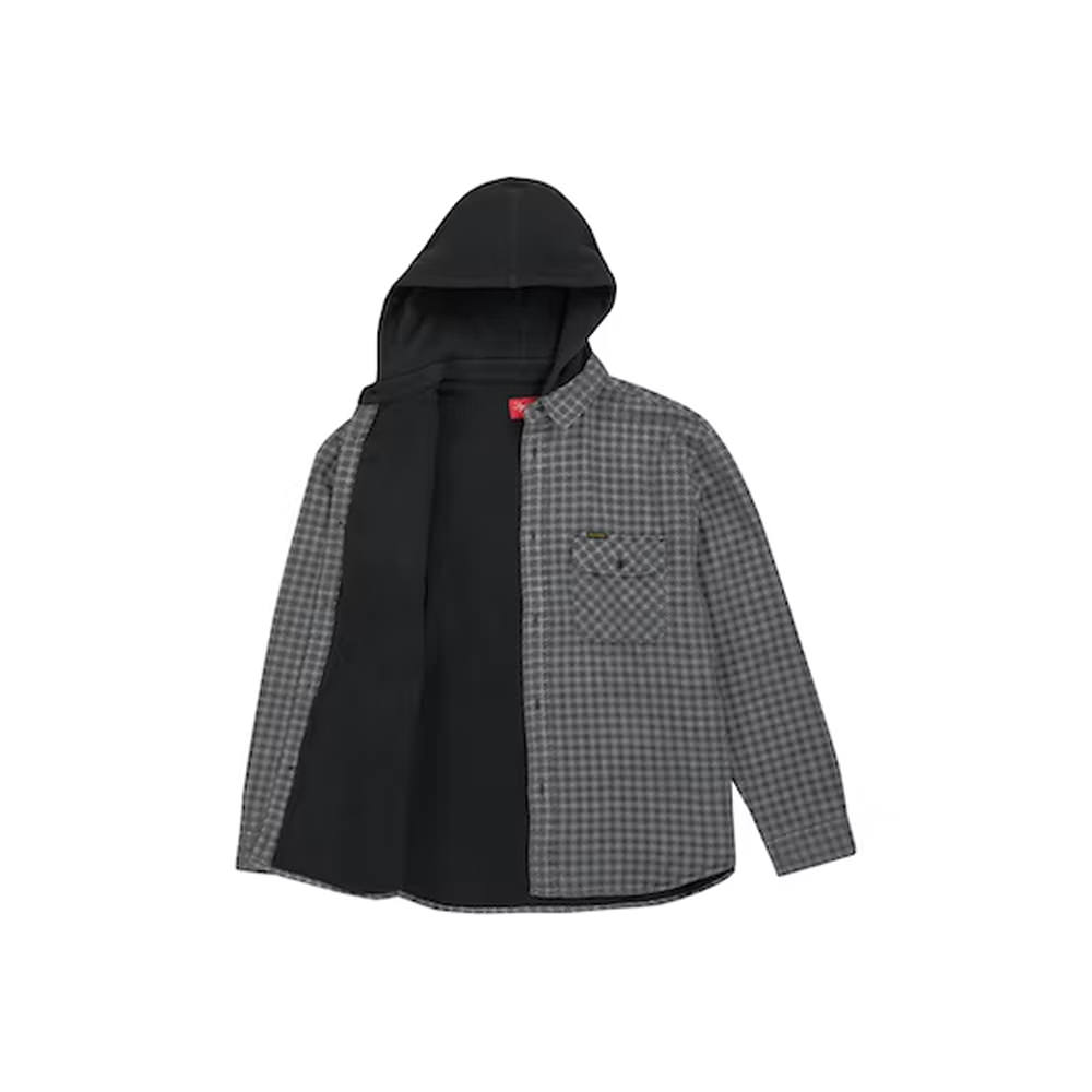 Supreme Houndstooth Flannel Hooded Shirt BlackSupreme Houndstooth