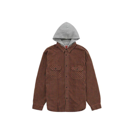 Supreme Houndstooth Flannel Hooded Shirt Red
