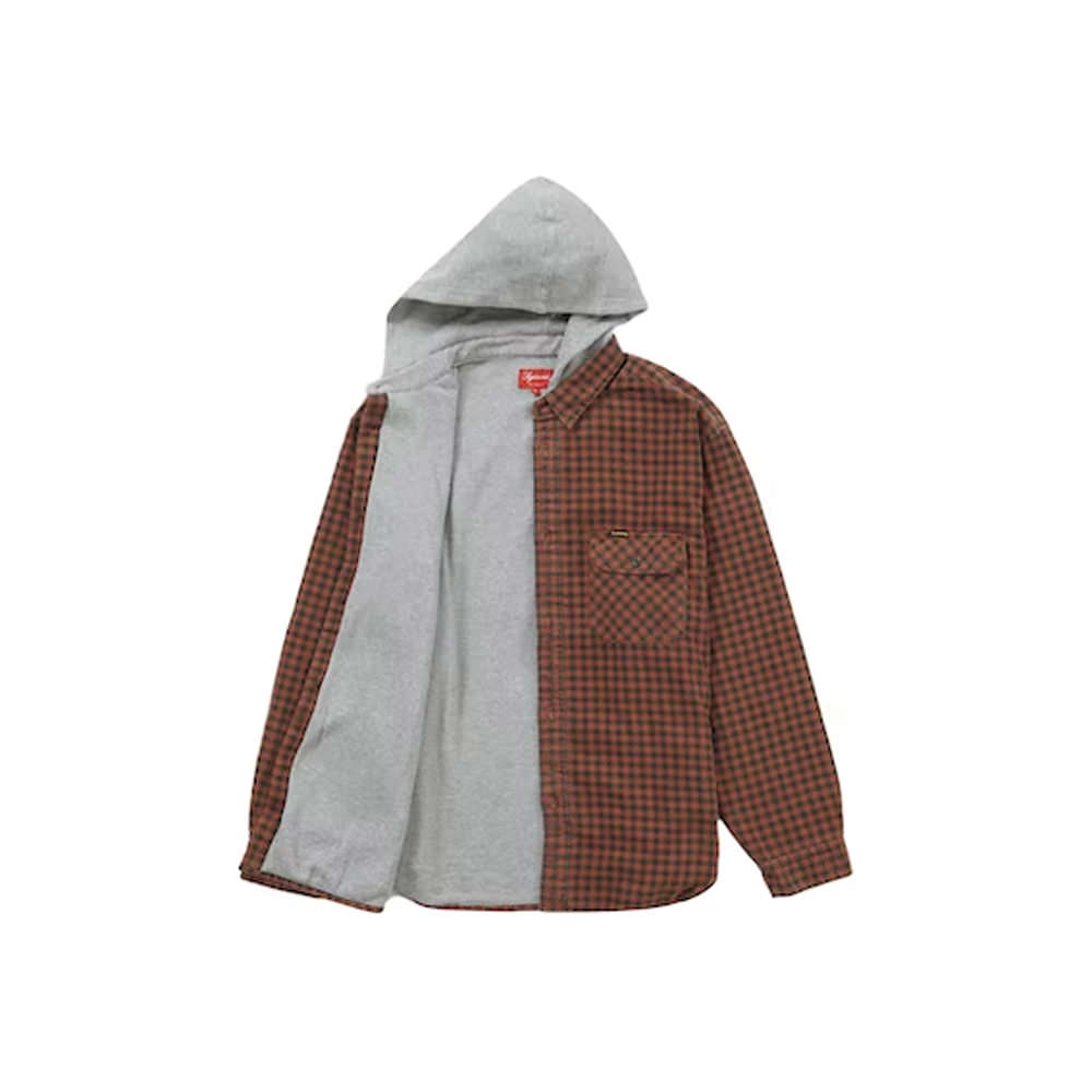 Supreme Houndstooth Flannel Hooded Shirt Red