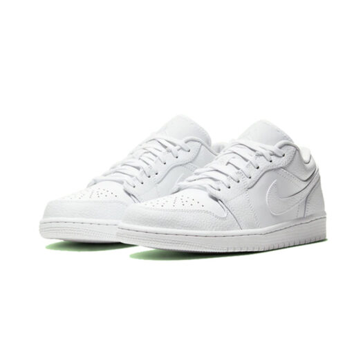 Jordan 1 Low Triple White Tumbled Leather