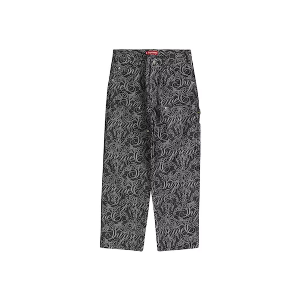 Supreme Script Jacquard Double Knee Denim Painter Pant Washed