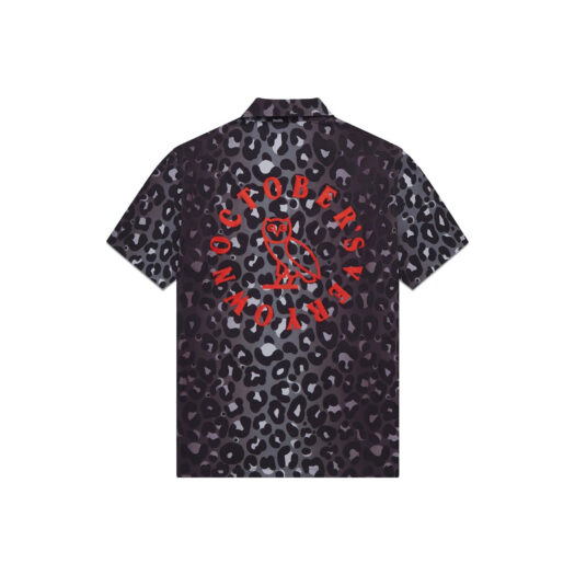 OVO Leopard Print Camp Shirt Black