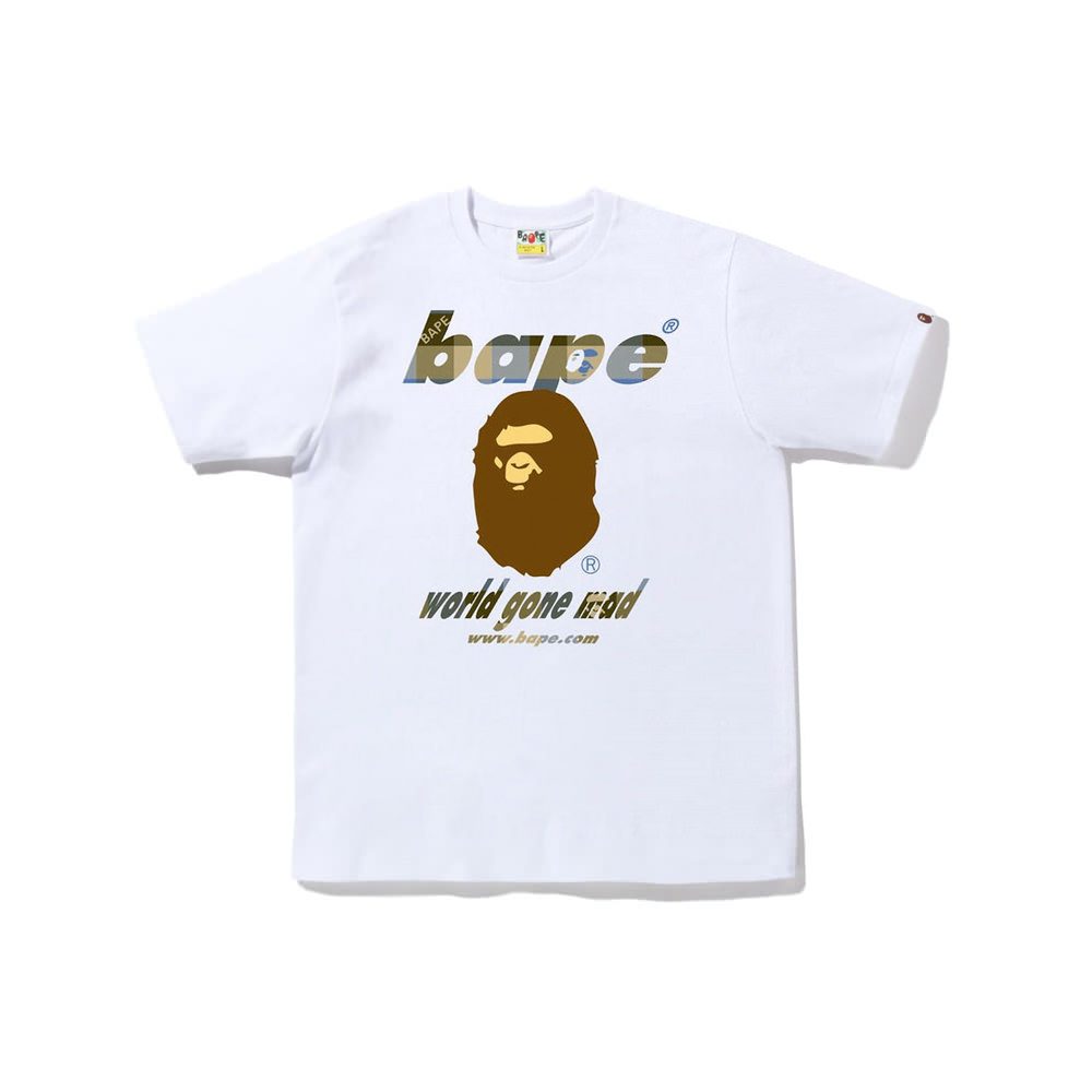 BAPE Block Check WGM Ape Head Tee White Beige