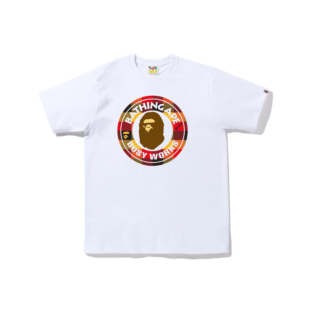 BAPE Block Check Busy Works Tee (FW22) White Red
