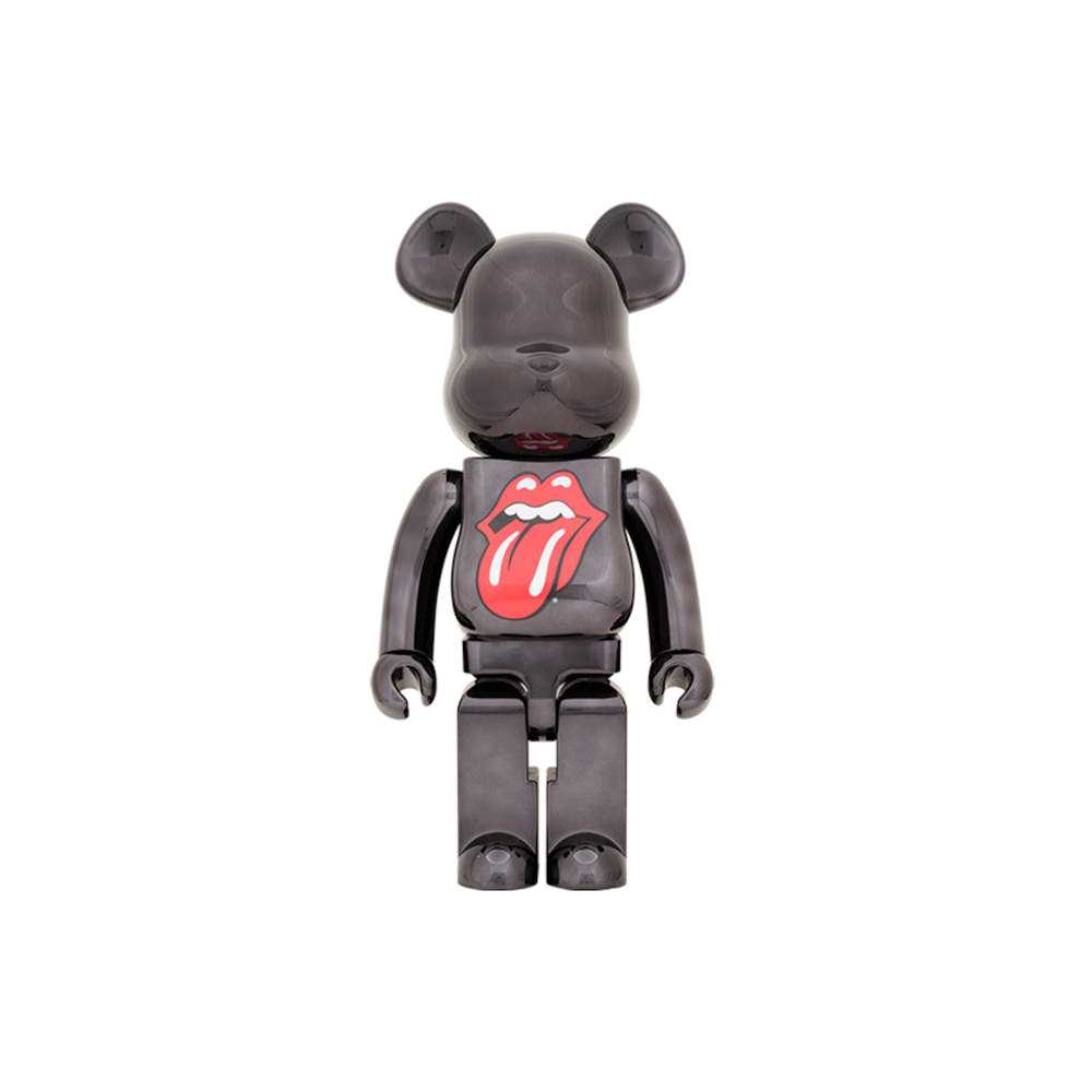 Bearbrick x The Rolling Stones Lips & Tongue 1000% Black Chrome Ver.