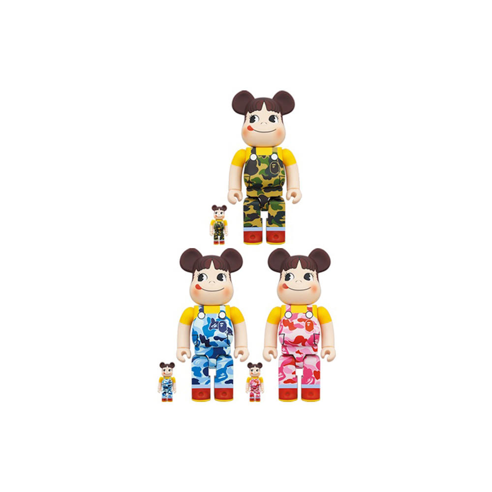 Bearbrick x BAPE Peko-chan 100% & 400% Set of 3 Green Camo/Pink