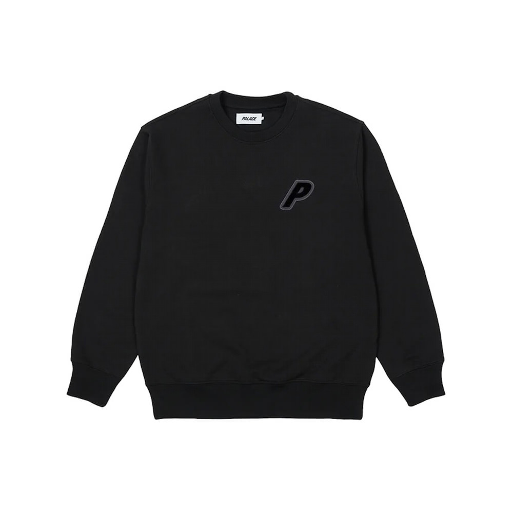 Palace P-3 Applique Crew BlackPalace P-3 Applique Crew Black - OFour