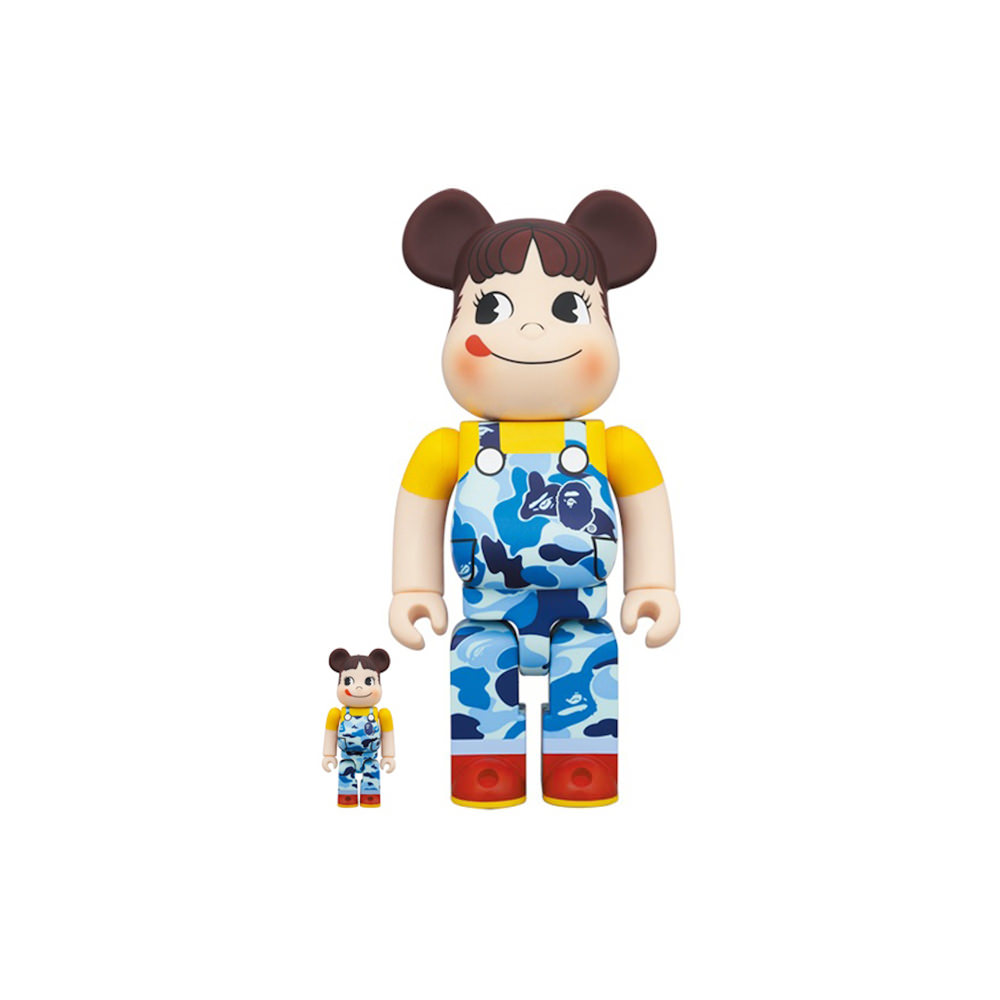 Bearbrick x BAPE Peko-chan 100% & 400% Set Blue CamoBearbrick x