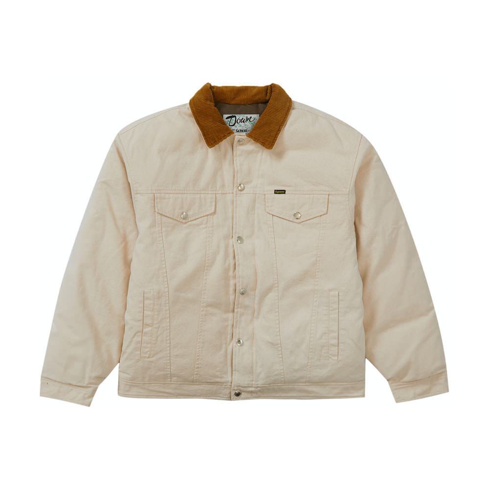 Supreme Schott Canvas Down Trucker Jacket Natural