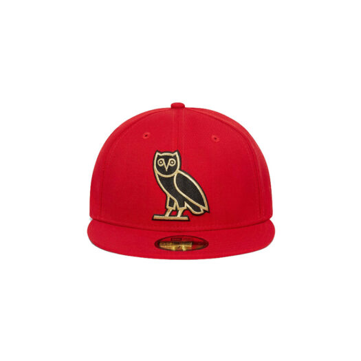 OVO x New Era OG Owl 59Fifty Fitted Hat Red