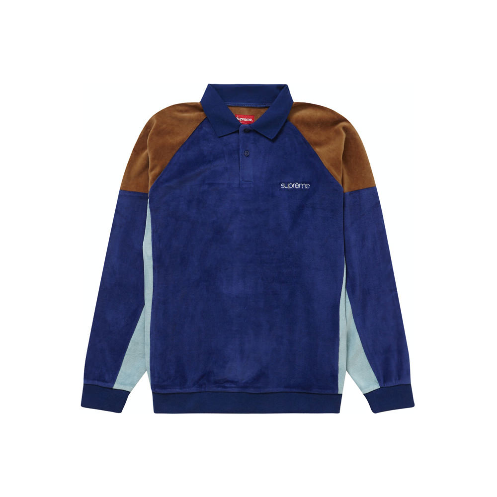 Supreme Paneled Velour L/S Polo Dark Royal