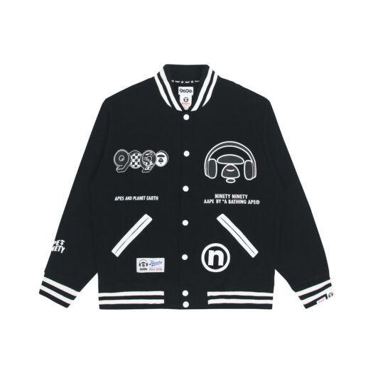 AAPE x 9090 Graphic Varsity Jacket Black