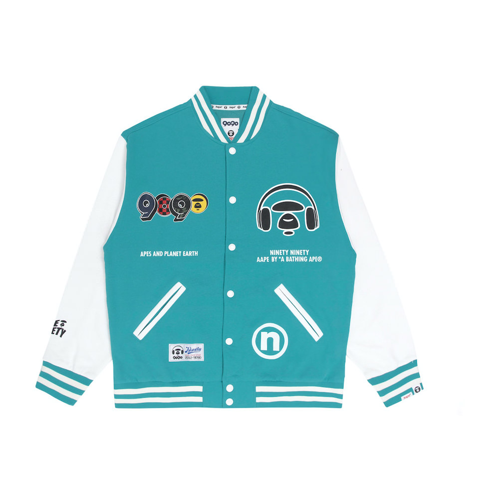 AAPE x 9090 Graphic Varsity Jacket TurquoiseAAPE x 9090 Graphic