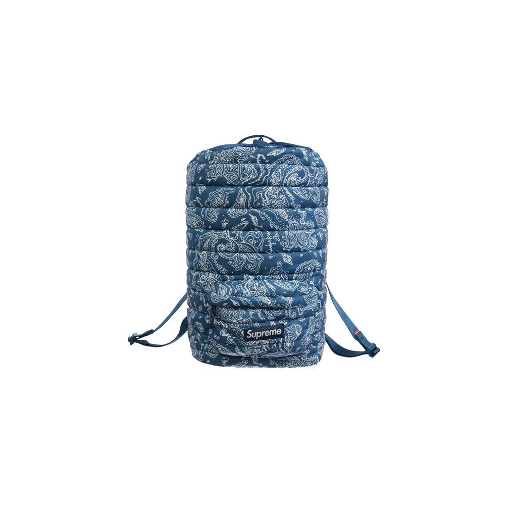 Supreme Puffer Backpack Blue Paisley