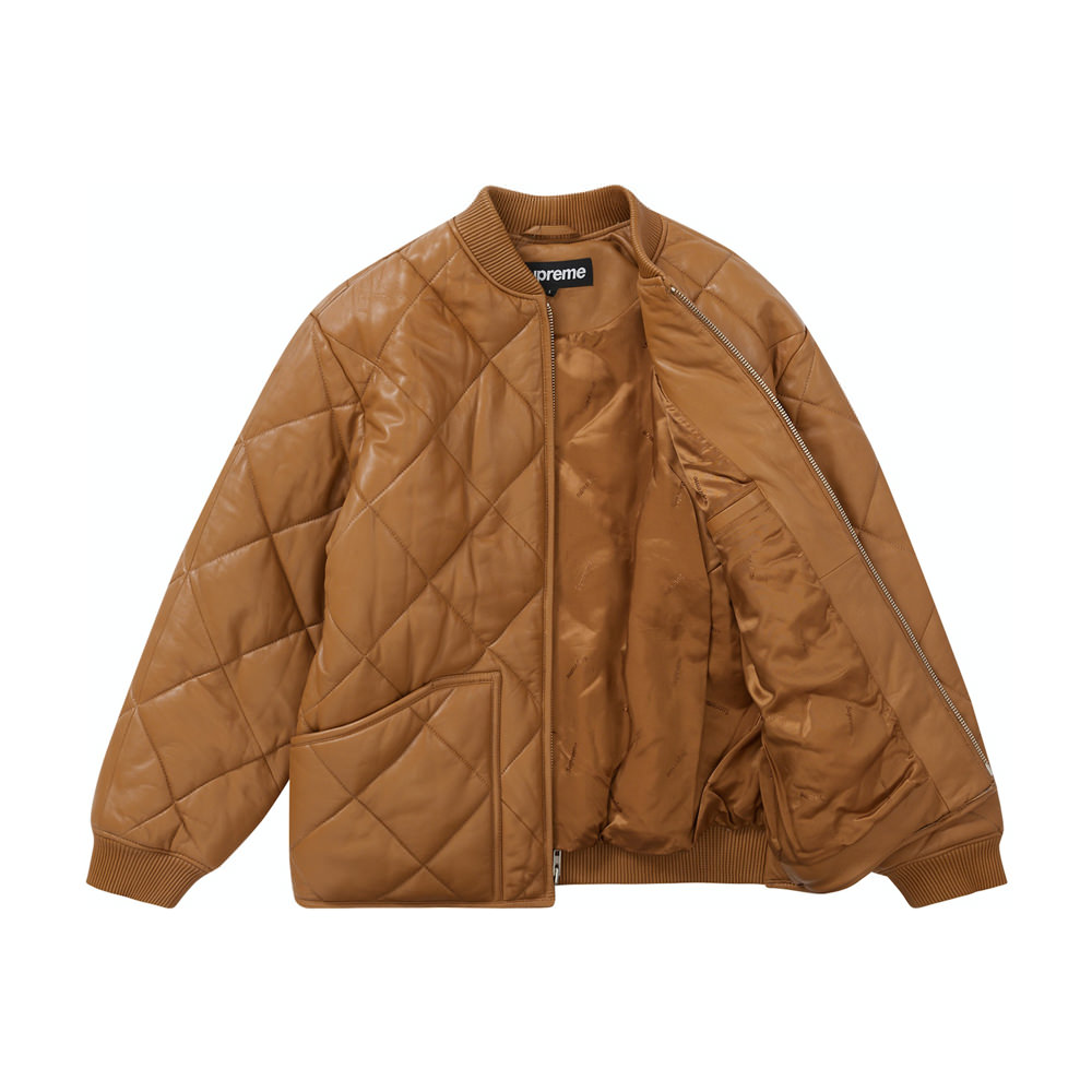 Supreme Quilted Leather Work Jacket TanSupreme Quilted Leather