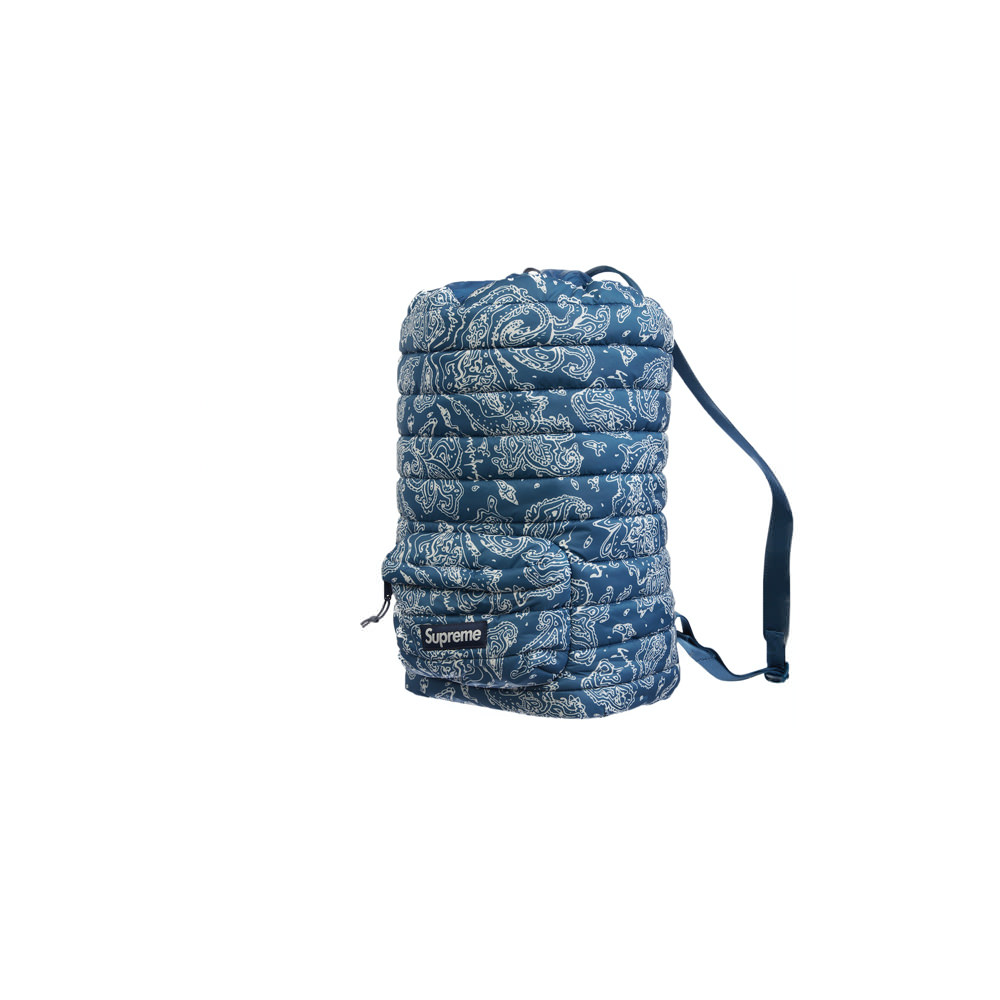 Supreme Puffer Backpack Blue Paisley