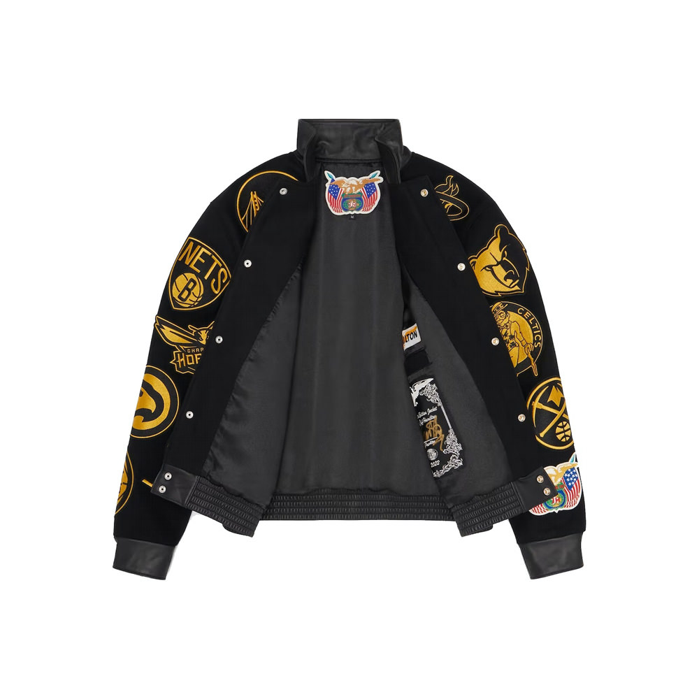 Jeff Hamilton Blue bomber jacket with patches