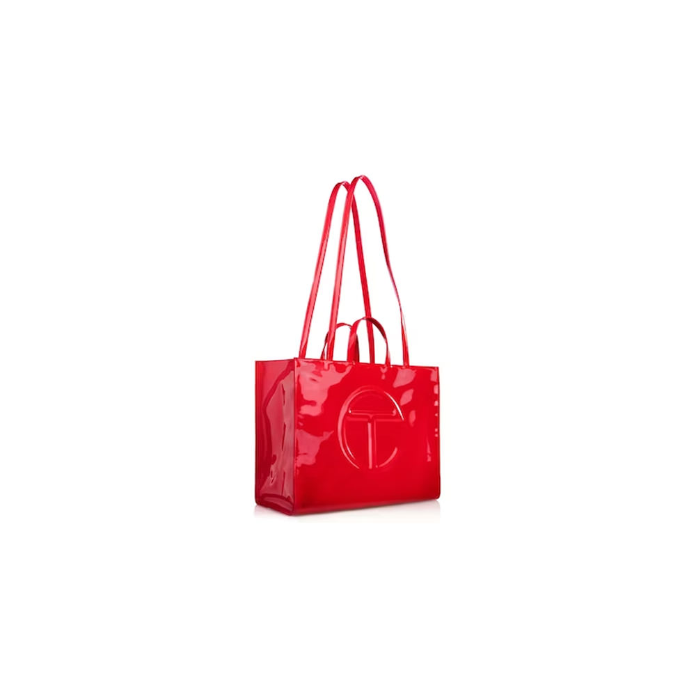 Telfar Shopping Bag Small Red in Vegan Leather with Silver-tone - US