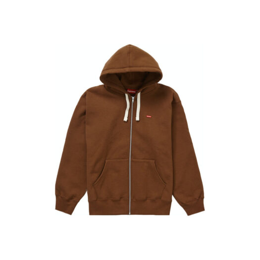 Supreme Small Box Drawcord Zip Up Hooded Sweatshirt Brown