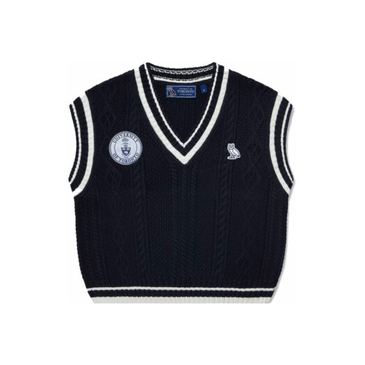OVO U Of T Womens Cable Knit Sweater Vest Navy