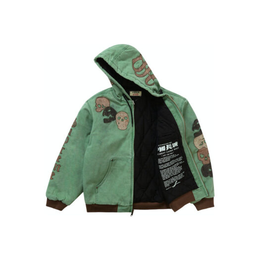 Supreme Great China Wall Hooded Work Jacket Washed Green