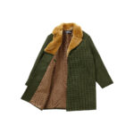 Supreme Fur Collar Car Coat Green Houndstooth