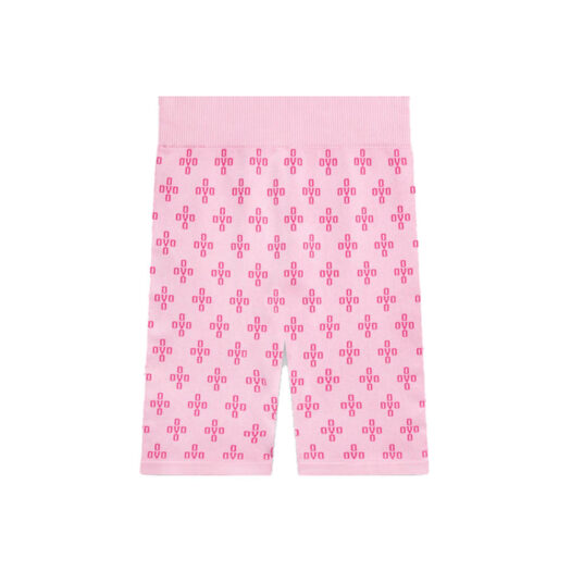 OVO Women's Monogram Rib Knit Bike Short Pale Pink/Dark Pink