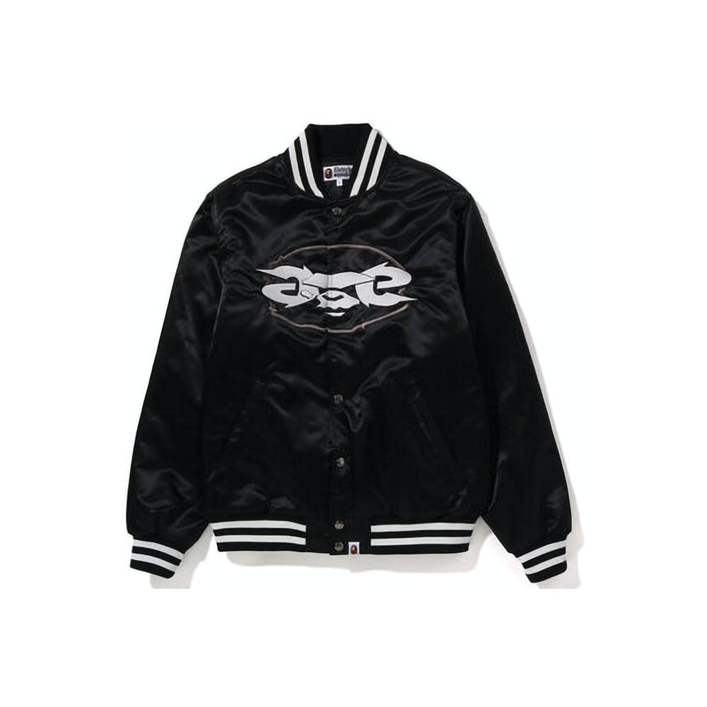 BAPE (B)APE Leather Varsity Jacket Black