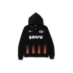 BAPE Soccer Game Graphic Relaxed Fit Full Zip Hoodie Black