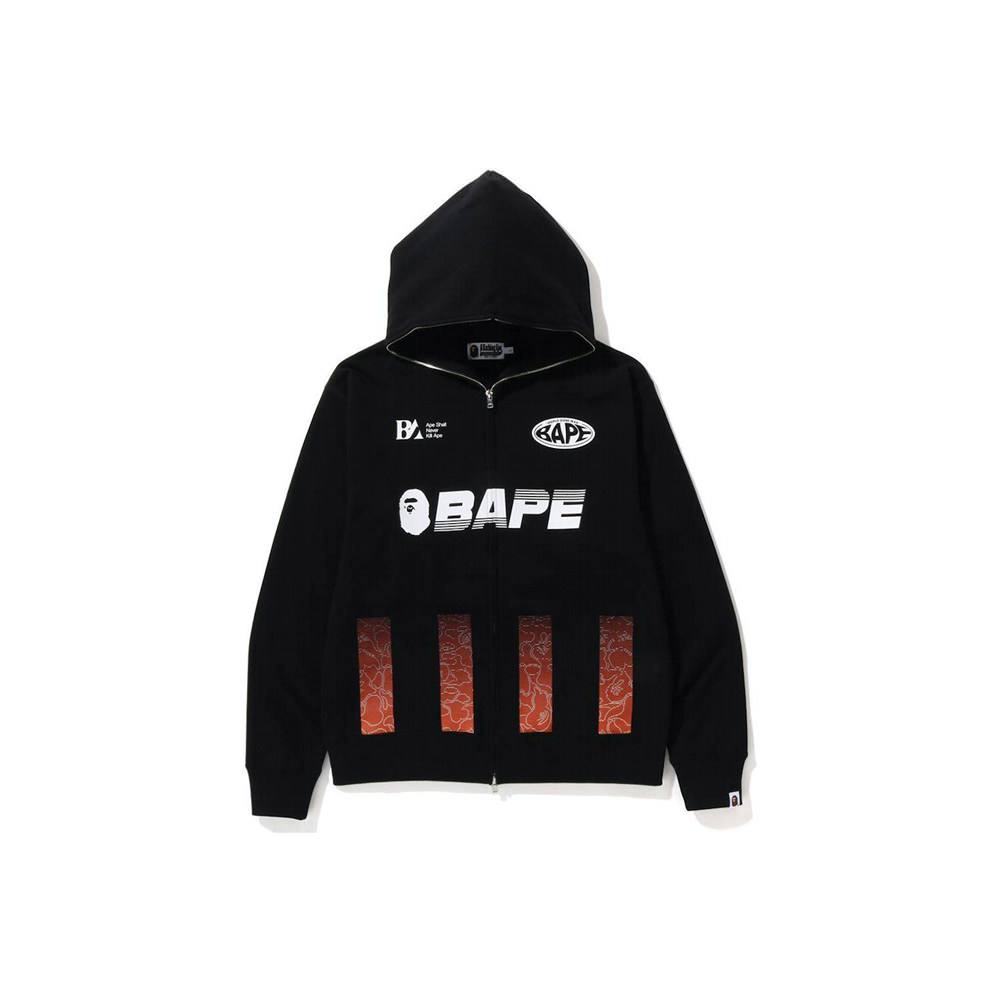 BAPE Soccer Game Graphic Relaxed Fit Full Zip Hoodie BlackBAPE