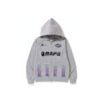 BAPE Soccer Game Graphic Relaxed Fit Full Zip Hoodie Grey