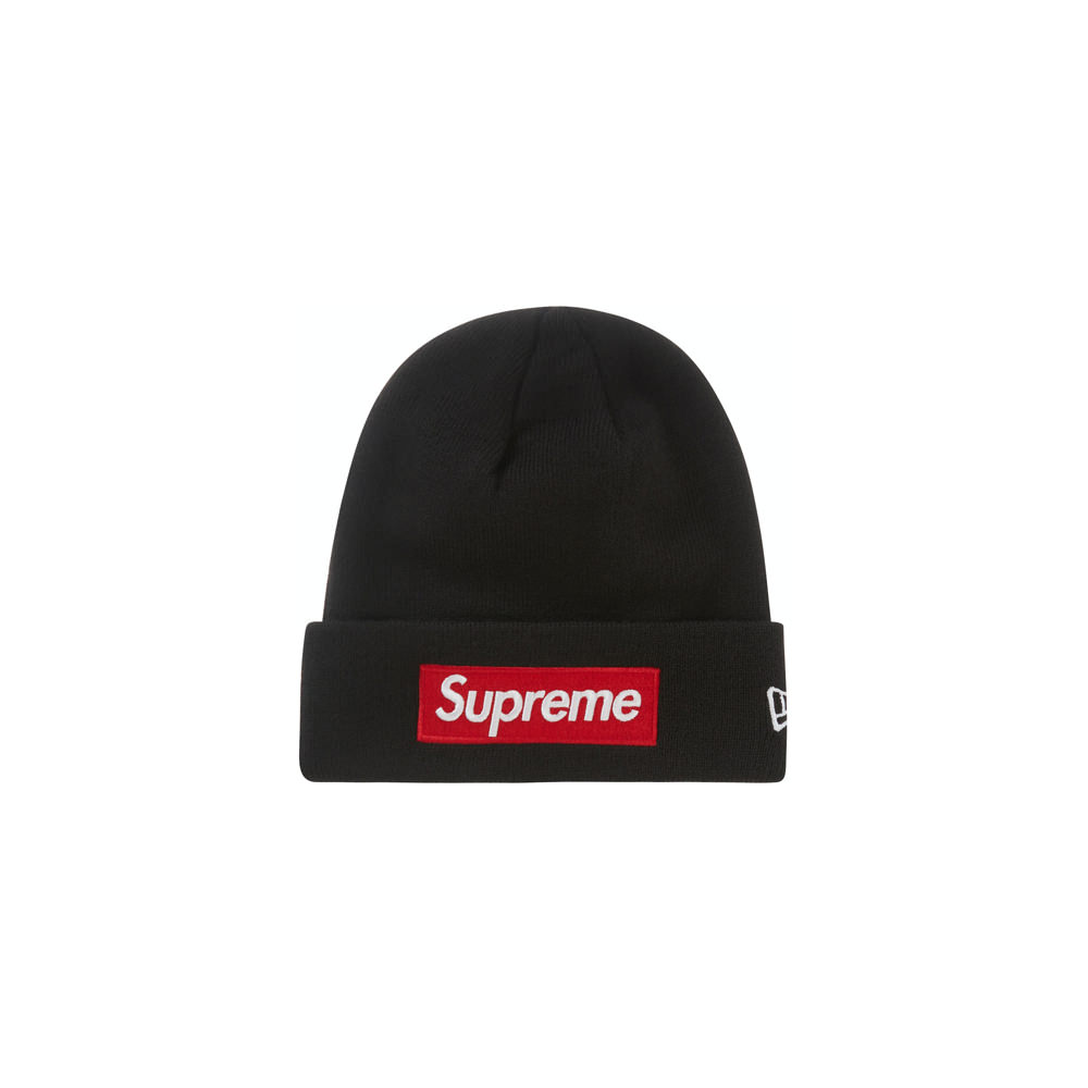 supreme new era box logo beanie black帽子