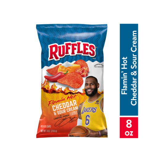 Ruffles Potato Chips Flamin' Hot Cheddar and Sour Cream Flavored, 8 oz